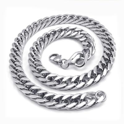 China Trendy Men's Jewelry Mens Necklaces Necklaces Chains Polished Silver Polished Stainless Steel Cuban Link Chains 15MM for sale