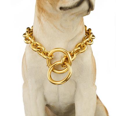 China Wholesale Luxury Gold Silver Bull Mine Necklace Cuban Link Black Dog Collar 15mm Chain Rolo Chain Jewelry MY1DG012 for sale