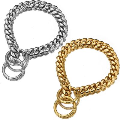 China Luxury Hip Hop Gold Silver Metal Puppy Chain Leads Chains Accessories Pet Choker Personal Collar Dog Cuban Chain MY1DG003 for sale