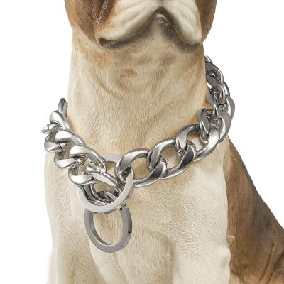 China 13mm 15mm Heavy Duty Stainless Steel Cuban Link Dog Collar Silver Or Gold Dog Collar Chain 12-26inch MY1DG001 for sale