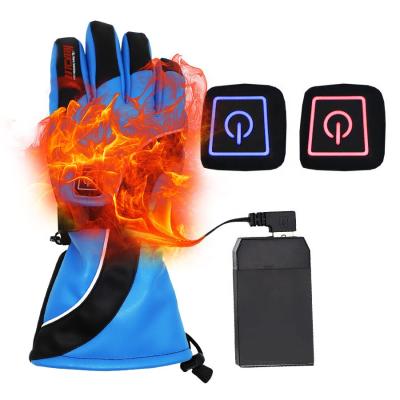 China 2200 Battery Rechargeable Heated Battery MAH Hour Rechargeable Electric Waterproof Winter Skiing Leather Gloves for sale