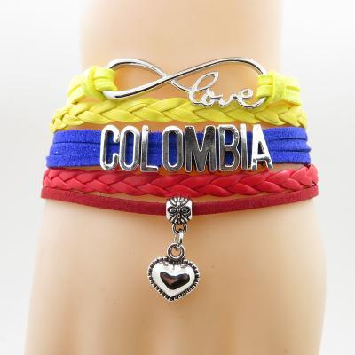 China ALLOY Infinity Love Colombia Bracelet Heart Charm Love My Motherland Colombia Flag Jewelry Bracelets & Bangles for sale