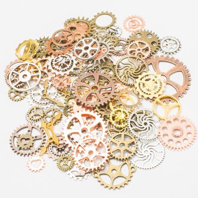 China ALLOY 100 Grams/Bag Steampunk Cogs And Gears Charm Pendants For Jewelry Making Steampunk Gear Cog Wheel Clock Watch Pendant for sale