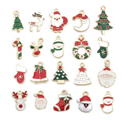 China Wholesale Cute Mix Styles Christmas Beads Enamel Gold Charms Pendants For Jewelry Making Bead Bracelets Christmas Gifts for sale