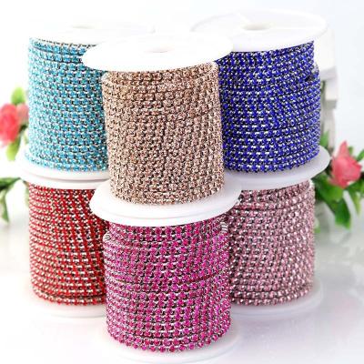 China Crystal Diamond Beads For Jewelry Making Metal Alloy Rhinestone Cup Chain Trimming Glass Cup Chains Jewelry DIY Accessories for sale