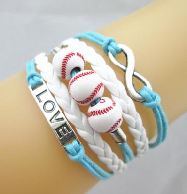 China ALLOY Infinity Love Baseball Bracelet Sports Baseball Bat Charm Wrap Chain Bracelets for sale