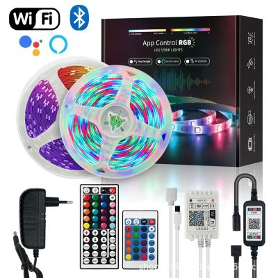 China Alexa 5M 10m RGB 5050 Smart Colored Lights Cuttable RGB IR Wireless Remote Control Dream Strip LED Controller Tuya LANDSCAPE Light with Wifi for sale