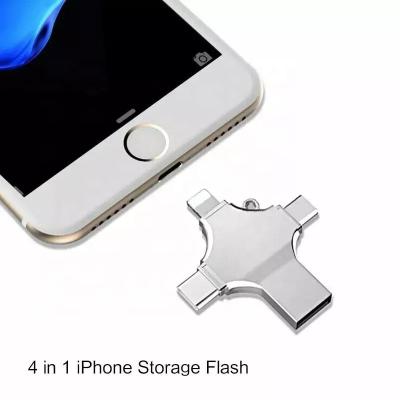 China Promotion\Business\School\Office USB3.0 3.1 Encrypted 4in1 Type-C Pendrive 8GB 16 GB 32GB 64 128 256 GB 512GB Portable 4 in 1 OTG USB Flash Drive for iphone for sale