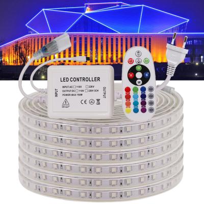 China LANDSCAPE EU 220V 240V LED Strip Decoration RGB /White/Warm White SMD 5050 LED Strip Light Waterproof Outdoor Flexible 60leds/m for sale