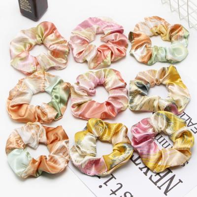 China Double Layers Satin Hair Rope Scrunchies Multicolor Head Scrunchies Elastic Headband Hair Accessories for sale