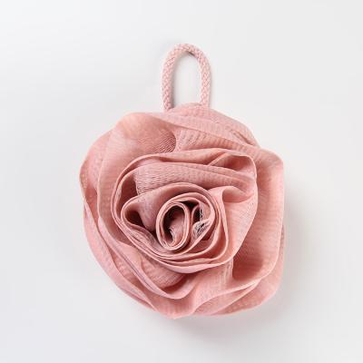 China EXFOLIATE Shower Bath Ball Rose Flower Shape Mesh Bath Shower Loofah Sponge Pouf Exfoliating Body Loofah Shower Scrubber Ball for sale