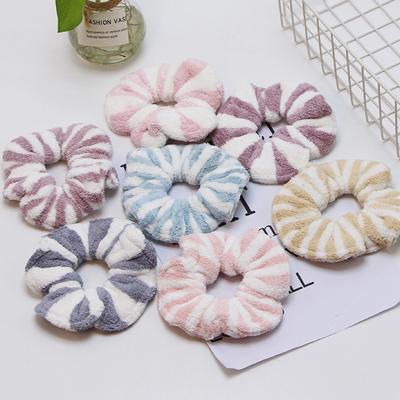 China Cute Fashion 7 Colors Stripe Hair Scrunchies Scrunchy Hair Ties Accessories Elastic Hair Ponytail Flips Holder for Women Girls for sale