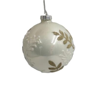 China Christmast Ornament Fashion Design Christmas Glass Ball 8cm White Glass Ball Christmas Decoration Ball For Home for sale