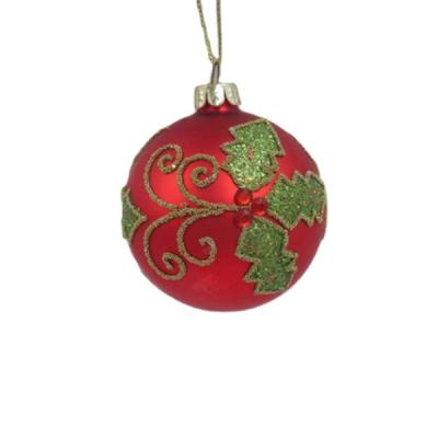 China Factory Supply Red Christmast Ornament Glass Balls Holiday Decorative Glass Ball for sale