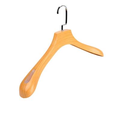 China Wholesale CLASSIC Wood Coat Hanger Wider Shoulder Color Fabric Coat Suits Plastic Hanger Display For Clothing Store for sale