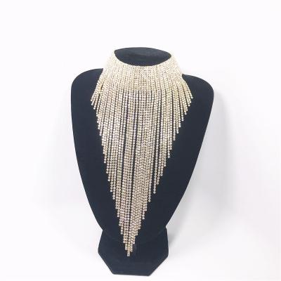 China Wholesale FASHIONABLE Women Diamond Chain Necklace Jewelry Rhinestone Tassel Crystal Choker Halter Gold Silver Sexy Scarf for sale