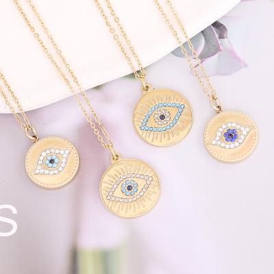 China Wholesale Trendy Fashion Jewelry Stainless Steel Evil Eye Necklace Boho Zodiac Necklace For Women for sale