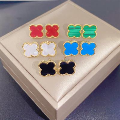 China Fashion CLASSIC Wholesale Women 4 Leaf Clover Single Earring Clover Stud Earrings For Women for sale