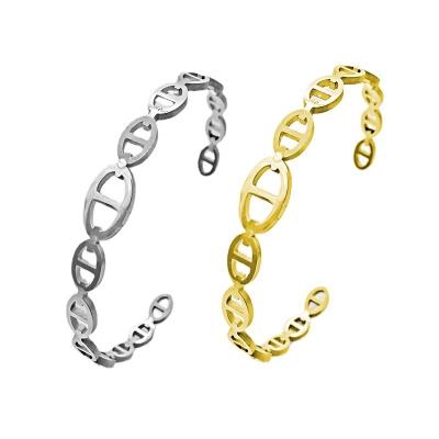 China Fashion Women Jewelry Stainless Steel Bangle Wholesale Simple Open Bracelets Charm Waterproof Bracelets for sale