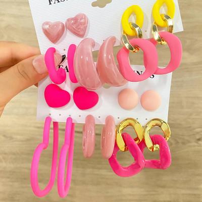 China Wholesale TRENDY Colorful Cartoon Flower Drop Insistia Heart Bear Fashion Acrylic Tassels Earrings Set For Women for sale