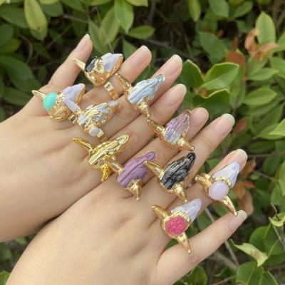 China Wholesale CLASSIC Boho Sculpin Gold Jewelry Fashion Adjustable Resin Ring Gold Rings For Women for sale