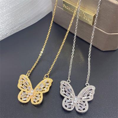 China Trendy Fashion Women Jewelry Butterfly Necklace Stainless Steel Chain Pendant Gold Plated Butterfly Necklace For Women for sale