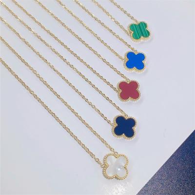 China TRENDY Jewelry Four Leaf Clover Women Fashion Necklace Stainless Steel Pendant Chain Necklace for sale