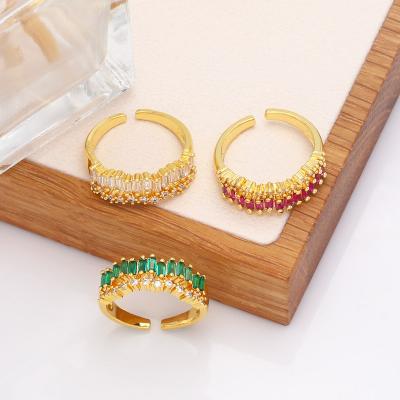 China Wholesale Fashion Jewelry Romantic Geometrically Irregular Colorful Zircon Adjustable Ring for sale