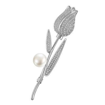 China Popular Fashion Jewelry Rose Lady Pearl Brooch New Scarf Suit Blazer Brooches for sale