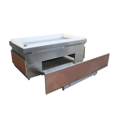 China Ice Cream Double Sided Industrial Table Stainless Steel Supermarket Restaurant Fresh Fish Seafood Display Freezer Table for sale