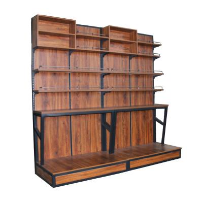 China Single Sided Wooden Supermarket Shelf Student Supplies Floor Display Stand Area Scattered Display Stand for sale