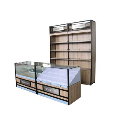 China Single Sided Cabinet Retail Display Supermarket Rack Shop Product Rack Wood Display Cabinet Made in China for sale