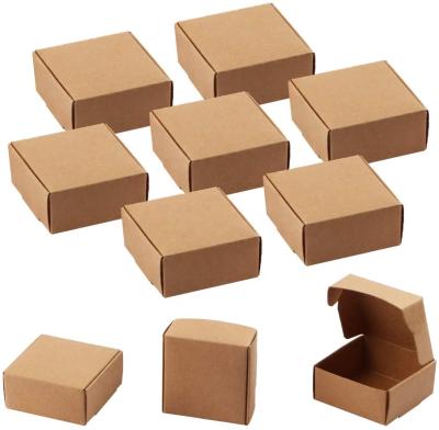 China Recycled Small Gift Materials Square Brown Kraft Paper Cardboard Cheap Decoration Packaging Gift Box for sale