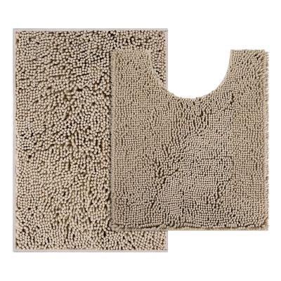 China Washable Wholesale Cheap Customized U-Shaped Toilet Rug Set chenille bath mat for sale