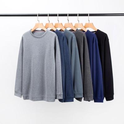 China Wholesale 100%cotton anti-pilling round neck loose plain long base sleeve plus size men's shirts for sale