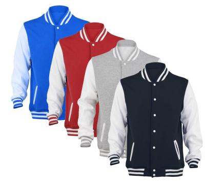 China High quality with custom made cheap fleece men varsity jackets very soft/anti-pilling custom made for sale