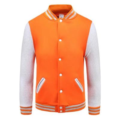 China High quality with soft/anti-pilling new design even customized wholesale men bulk orange vintage varsity jacket for sale