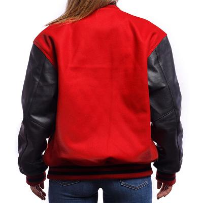 China High Quality With Same Letterman Varsity Jackets Women And Man Plain Soft / Anti-pilling Red Black Varsity Jackets for sale