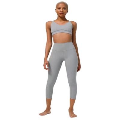 China 2021 Breathable Hot Selling Wholesale Gym Yoga Wear Active Fitness Sports Seamless Leggings Women Bra Yoga Set for sale