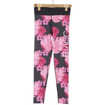 China 2021 Fashion Floral Print Sports Fitness Yoga Gym Antibacterial High Waist Tights Gaiters For Women for sale