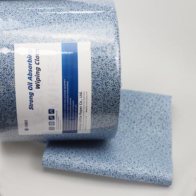 China Stocked Melt-blown Nonwoven Fabric Heavy Duty Paper Wipe Industrial Jumbo Blue Paper Roll for sale