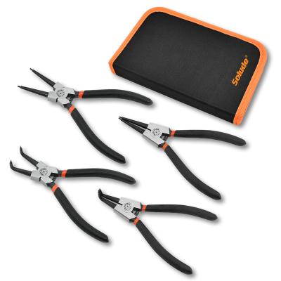 China SOLUDE 4PCS Circlip Internal External Circlip Pliers Set 7 Inch Retaining Ring Snap Ring C-clip Pliers Set for sale