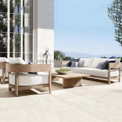 China Modern Modern Wood Furniture With Cushions Sectional Outdoor Sofa Set Living Room Garden Patio Hotel Double Sofa for sale