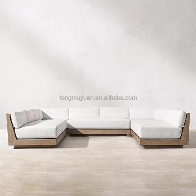 China Hot Sale Modern Waterproof Patio Sectional Sofa Set With Wood Look Outdoor Finish for sale