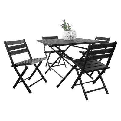 China 2023 Outdoor Garden Series Furniture Metal Frame Teak Baseplate Modern Folding Dining Tables And Chairs for sale