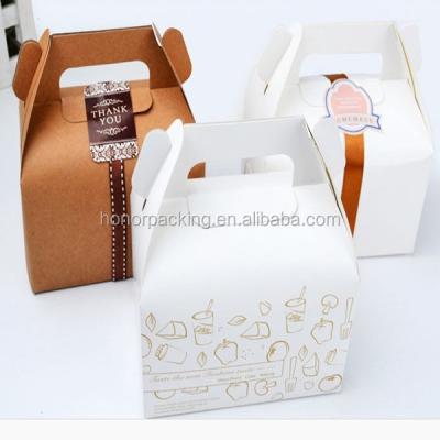 China Handmade Recycled Materials Feature And Embossing Printing Handling Kraft Paper Cake Box for sale