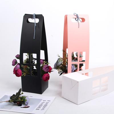 China flower shop paper bag disposable hanging flower packaging bag with paper handle in china factory wholesale for sale