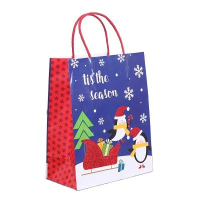 China 2020 New Arrival Handmade Recyclable Christmas Paper Bag Cartoon Custom Pattern Large Gift Package for sale