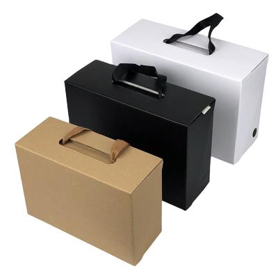 China Recyclable Luxury Custom Logo Gift Corrugated Foldable Paper Shoe Box With Rope Handle for sale