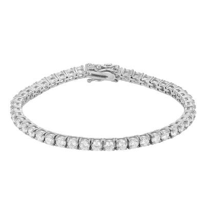 China Hiphop Quality All 925 Sterling Silver Zircon Crystal 925 Silver Tennis Gold Plating Bracelet For Women Men for sale